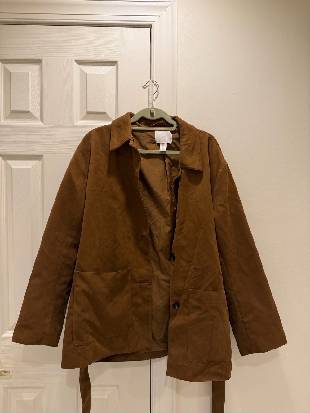 H&M Brown Suede-Look Trench Coat